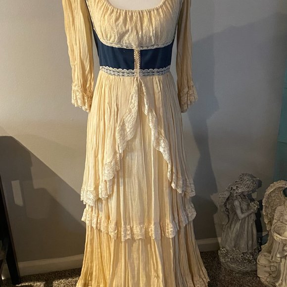 Very RARE Vintage Gunne Sax wedding dress 60s 70s renaissance boho hippie - Picture 2 of 12